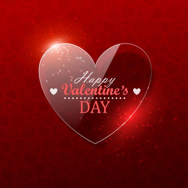 Glass heart with valentine background vector 01  