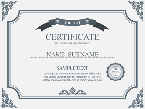 Gray styles certificates template vector material 01  