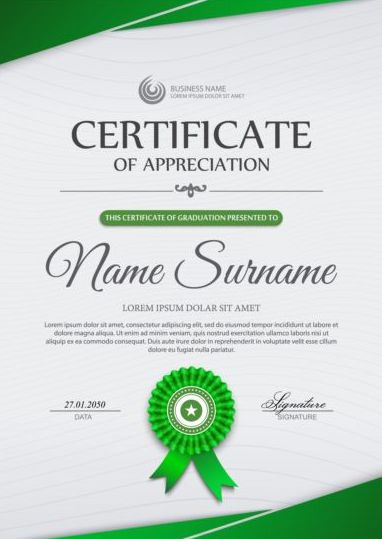 Зеленый стиль сертификат шаблона вектора  