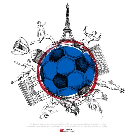 Hand getekende voetbal poster vector graphics 16  