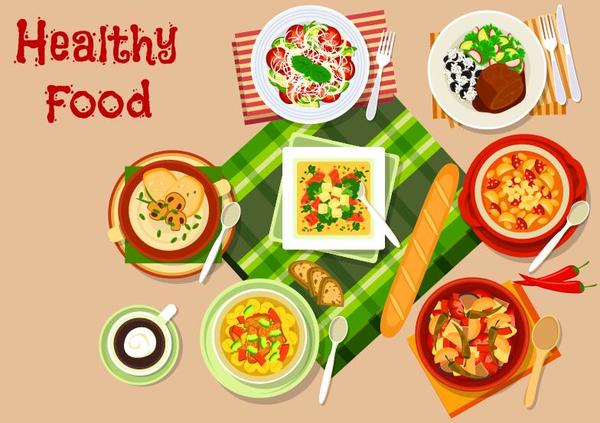 Healthy food flat vector 07  