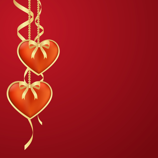 Heart decorative with valentine red background vector 07  
