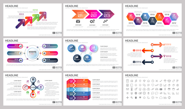 Riesige Sammlung von Business Infografik Vektoren 17  