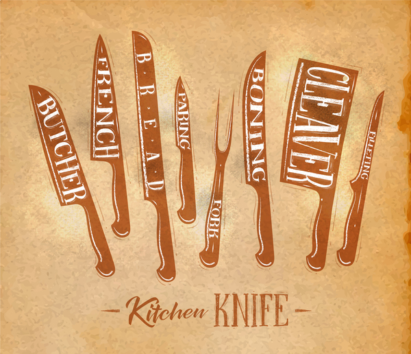 Kitchen knife poster template vector 06  