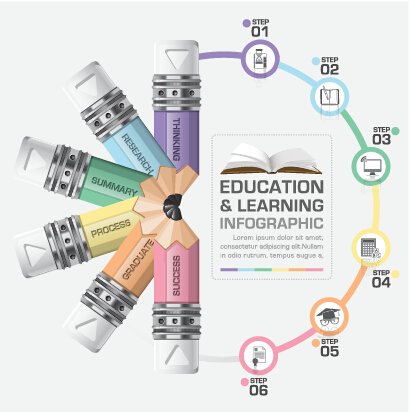Learning with education infographic elements vector 08  