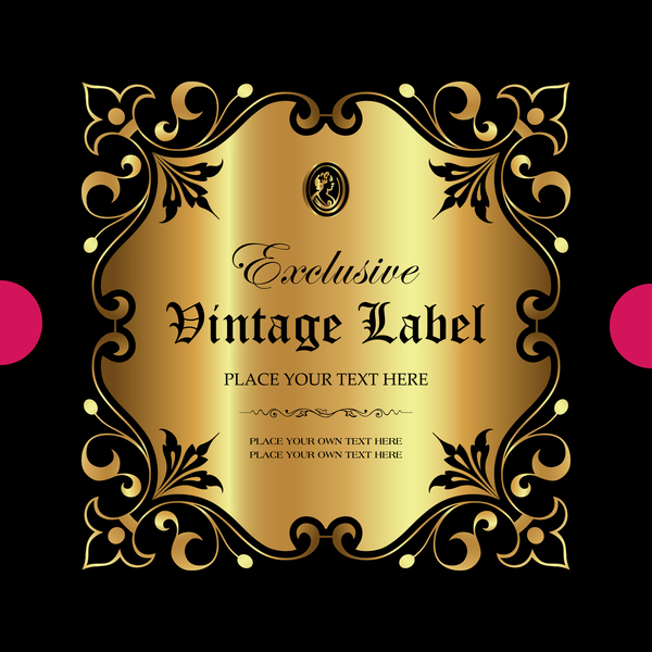 Luxury ornamental gold label vector material 11  