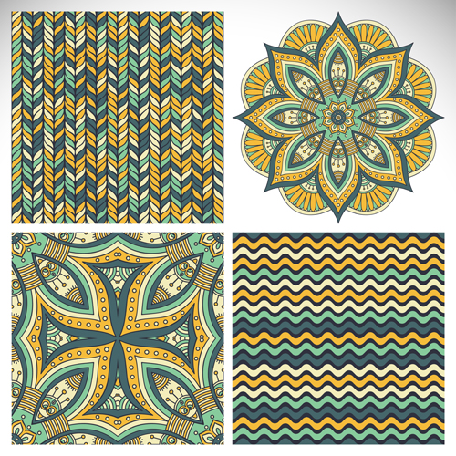 Mandala ornaments with seamless pattern vector 09  