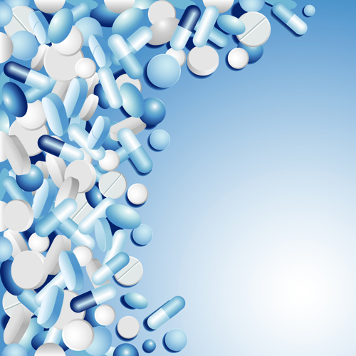 Medical tablets with capsules background vector 01  