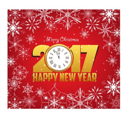 Merry christmas 2017 with new year snow pattern vector  