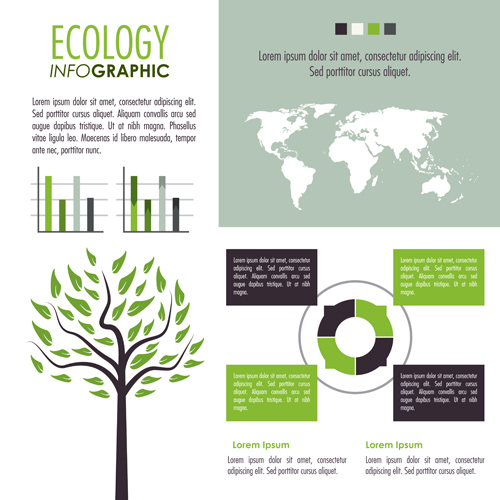 Modern ecology Infographic vectors material 05  