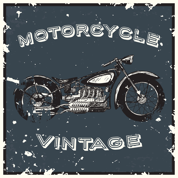 オートバイのビンテージ ポスター ベクトル背景 02  