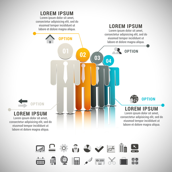 Leute färbten infographic Vektor des Geschäfts  