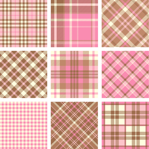 Plaid fabric patterns seamless vector 08  
