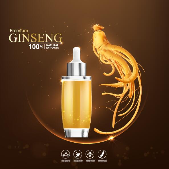Premium ginseng cosmetics poster vector 05  