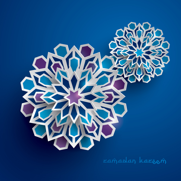 Ramadan-Hintergrund mit Papier Schnittblume Vektor 12  