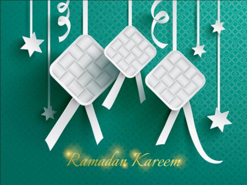 Ramadan ketupat paper decoration vector 04  