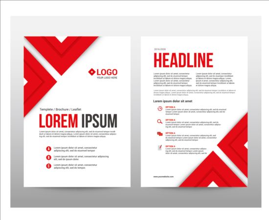 Red style brochure cover template vector  