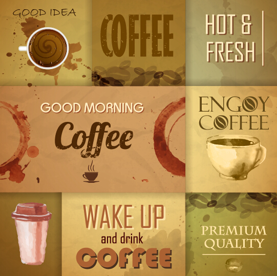 Retro design coffee menu cover vector 01  