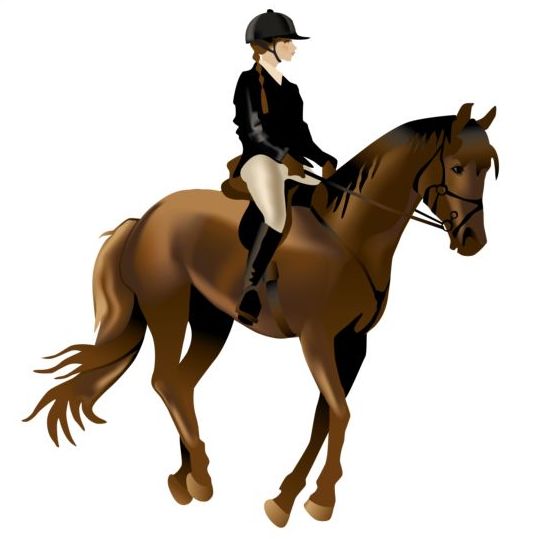 Reiterfrau und Pferdevektor  
