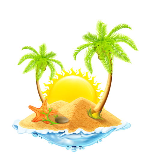 Sea island summer holiday elements vector background 01  