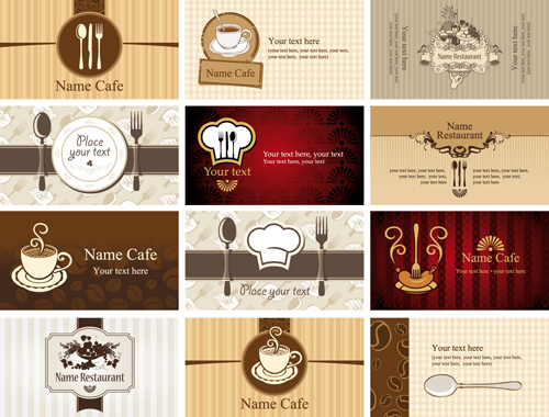 Set of Restaurant & Cafe cards vectot 01  