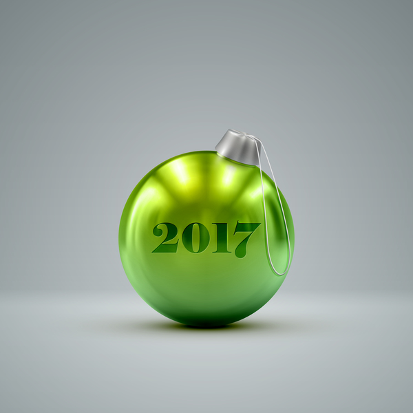 光沢のある緑のクリスマスボールベクトル材料03  