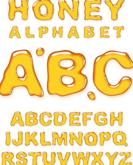 Glänsande honung alfabetet vektor  