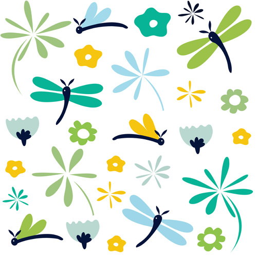 Simple dragonfly seamless pattern vector 01  