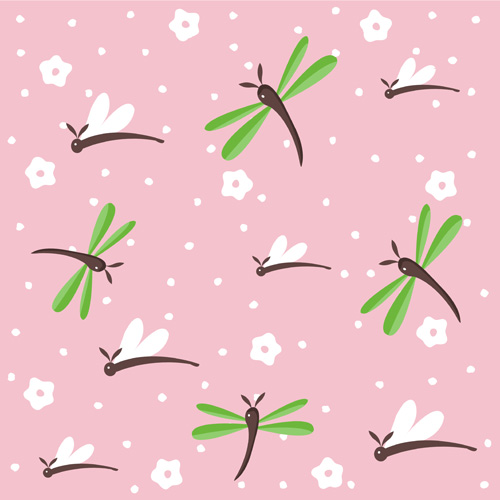 Simple dragonfly seamless pattern vector 02  