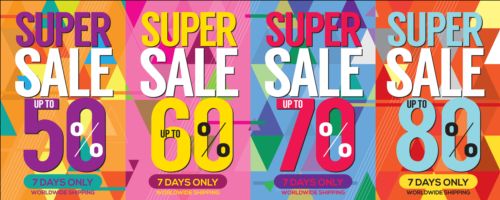 Supe sale banner vector material  