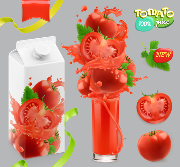 Tomatengemüsespritzen Saftvektor  