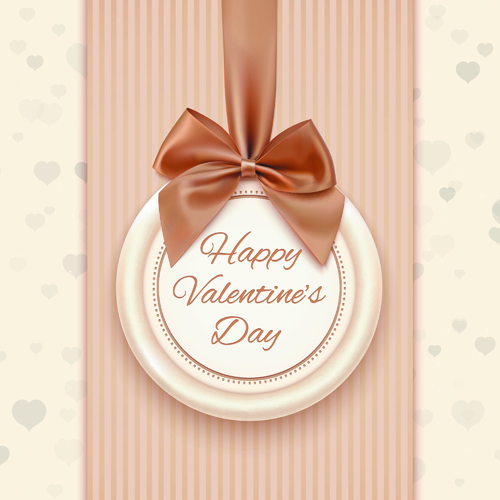 Valentines Day cards with ornate bow vector 05  