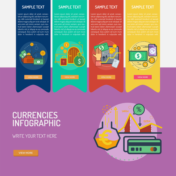Vektor Infographic-Währungsschablonenmaterial 03  