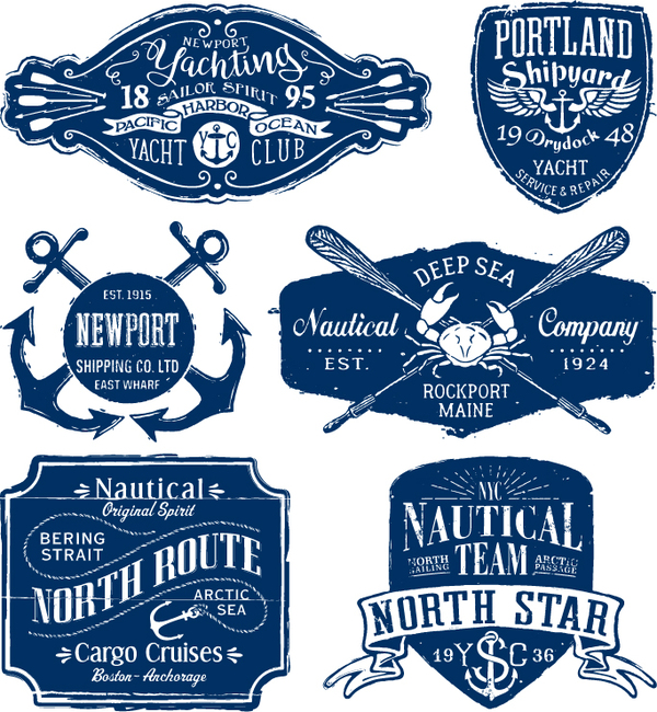 Les étiquettes nautiques Vintage vector ensemble  