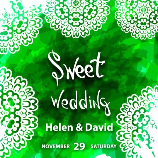 Wedding invitation card with doodles vector 04  