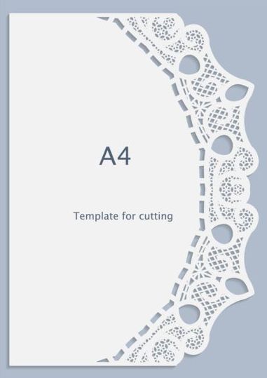 White A4 paper with lace vector material 02  