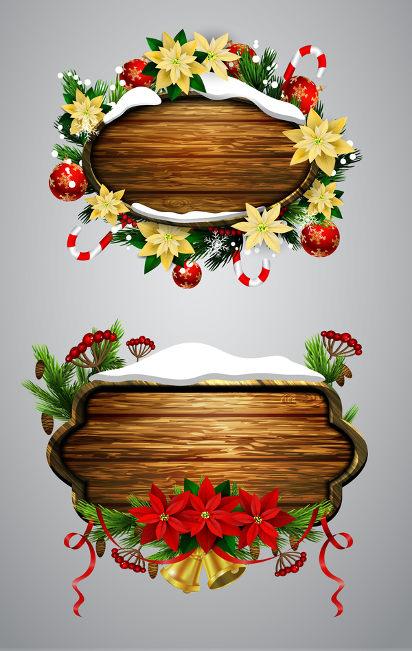 木製クリスマスlablesデザインベクトル07  