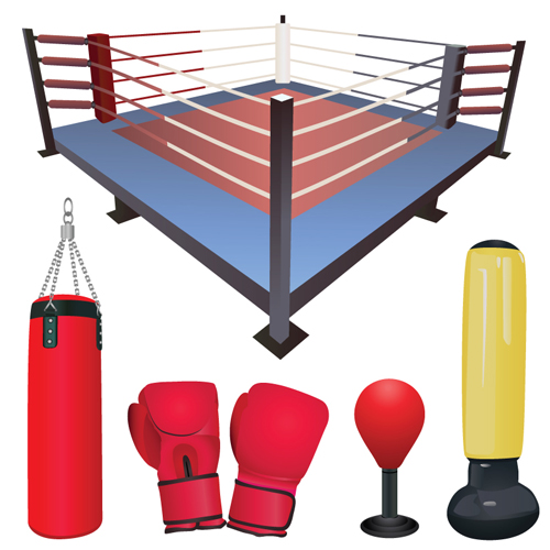 Set of Boxing design elements vector 04  