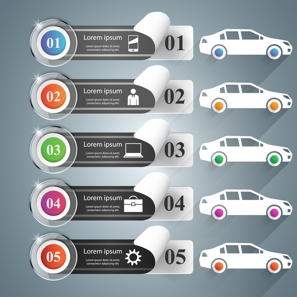 car color infographic vector  