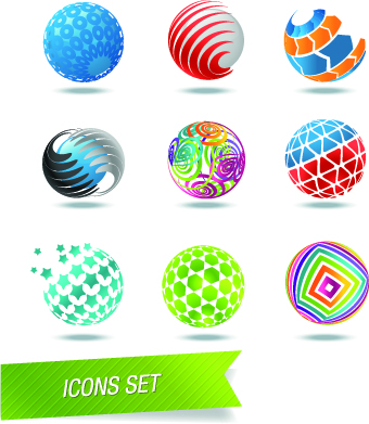 Color Abstract icons vector 02  