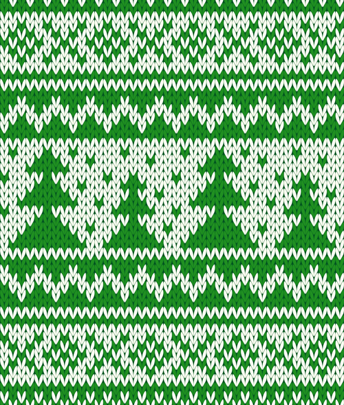 knitted fabric christmas pattern vector set 03  