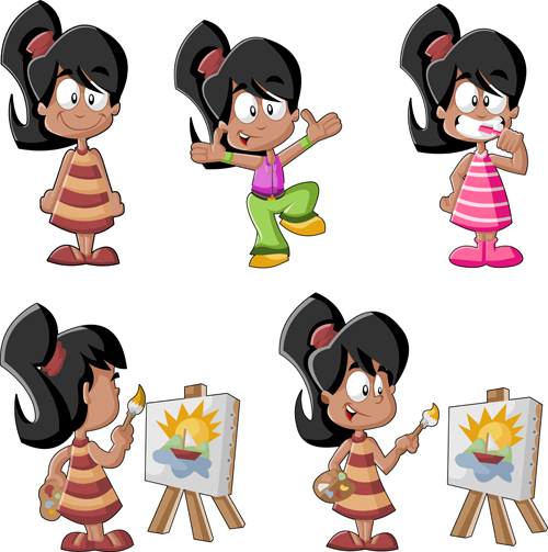 lovely children cartoon styles vector 02  