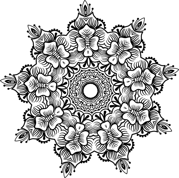 mandala lineart ornement vecteur matériel 07  