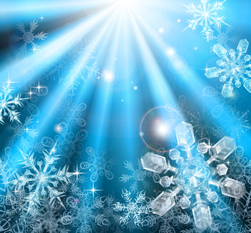 Set of Shiny Snowflakes background art vector 01  