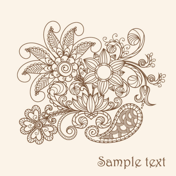 The line of draft of Exquisite Floral vector 04  