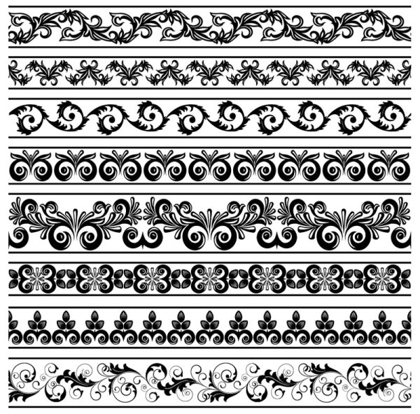 Black Seamless lace and ornaments vector 03  