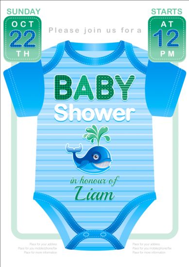 Baby shower card con vettore di vestiti 02  