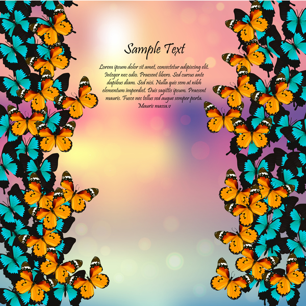 ハレーション春背景を持つ美しい蝶ベクトル 02  