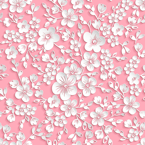Beautiful paper flower seamless pattern vector 01  