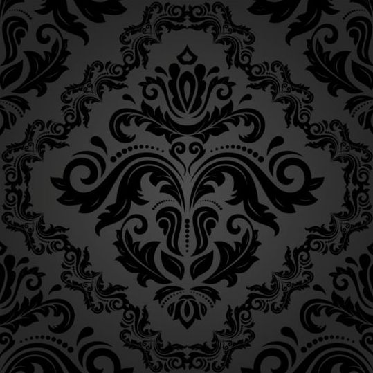 Black floral decorative pattern vector material 06  